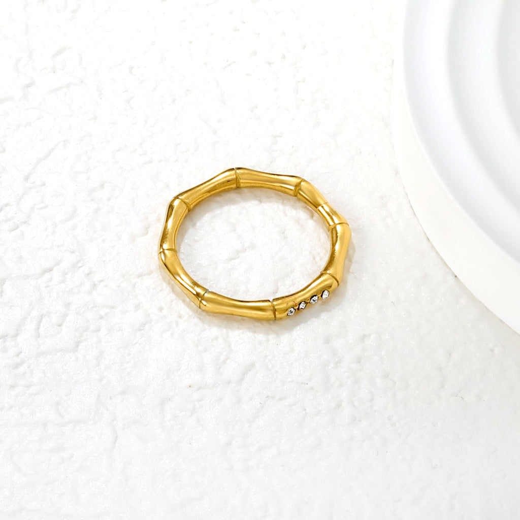 Crystal Bamboo Stack Ring - Aevum.accessorieshypoallergenicjewelry