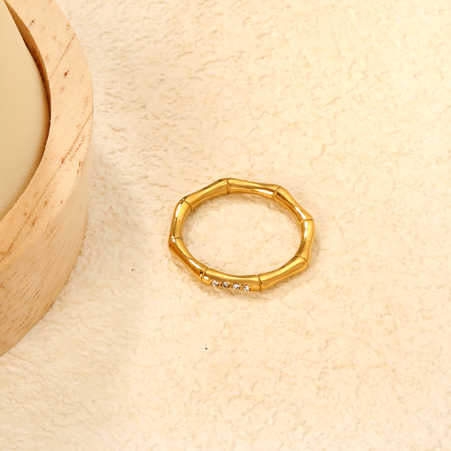 Crystal Bamboo Stack Ring - Aevum.accessorieshypoallergenicjewelry