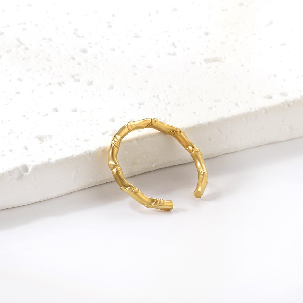 Gold Bamboo Adjustable Ring - Aevum.accessorieshypoallergenicjewelry