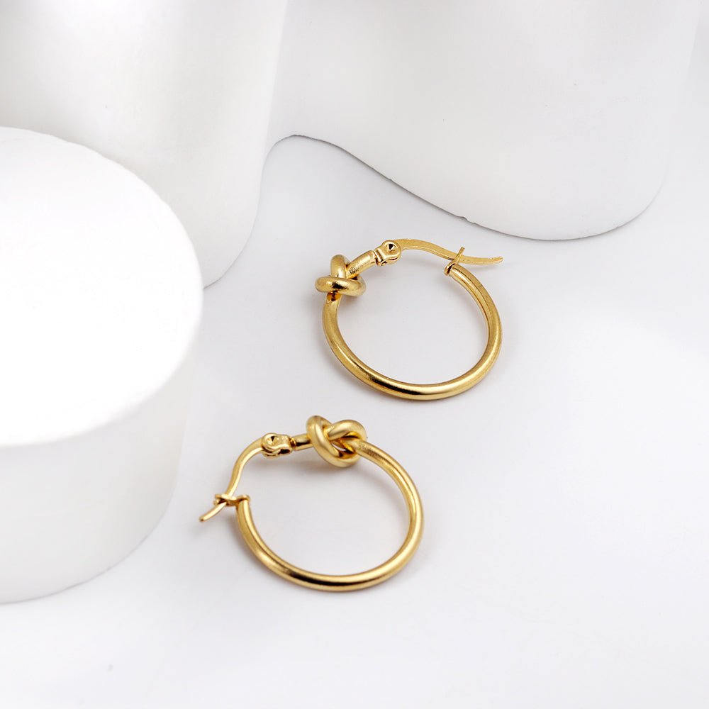 Knotted Gold Hoop Earrings - Aevum.accessorieshypoallergenicjewelry