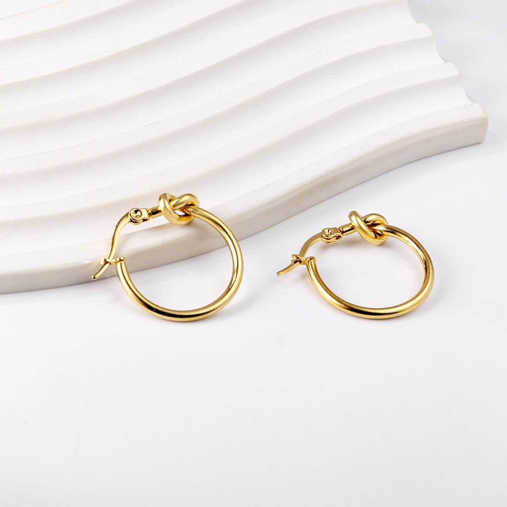 Knotted Gold Hoop Earrings - Aevum.accessorieshypoallergenicjewelry