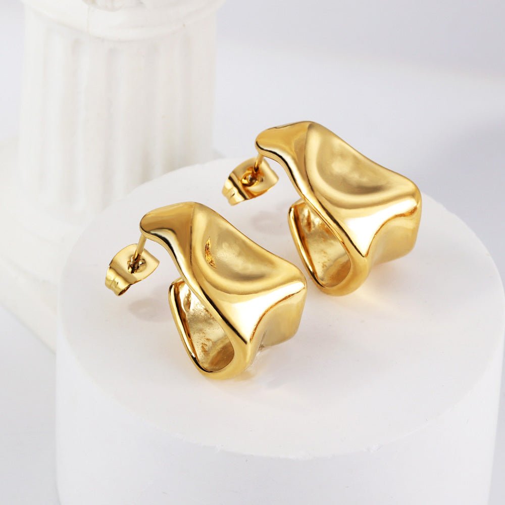 Molten Wave Gold Earrings - Aevum.accessorieshypoallergenicjewelry