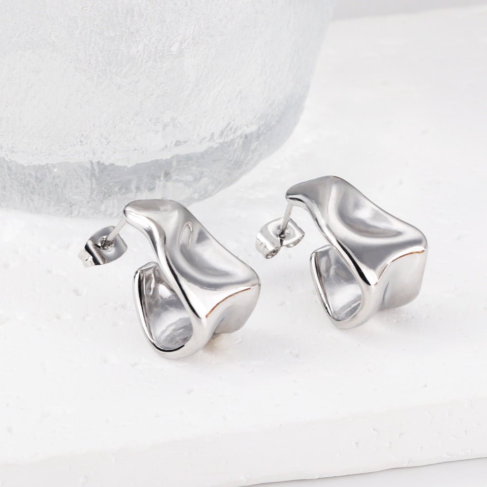 Molten Wave Silver Earrings - Aevum.accessorieshypoallergenicjewelry