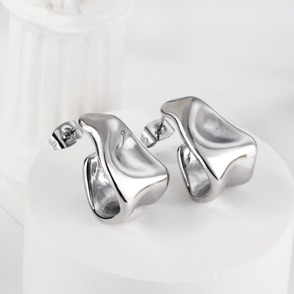 Molten Wave Silver Earrings - Aevum.accessorieshypoallergenicjewelry