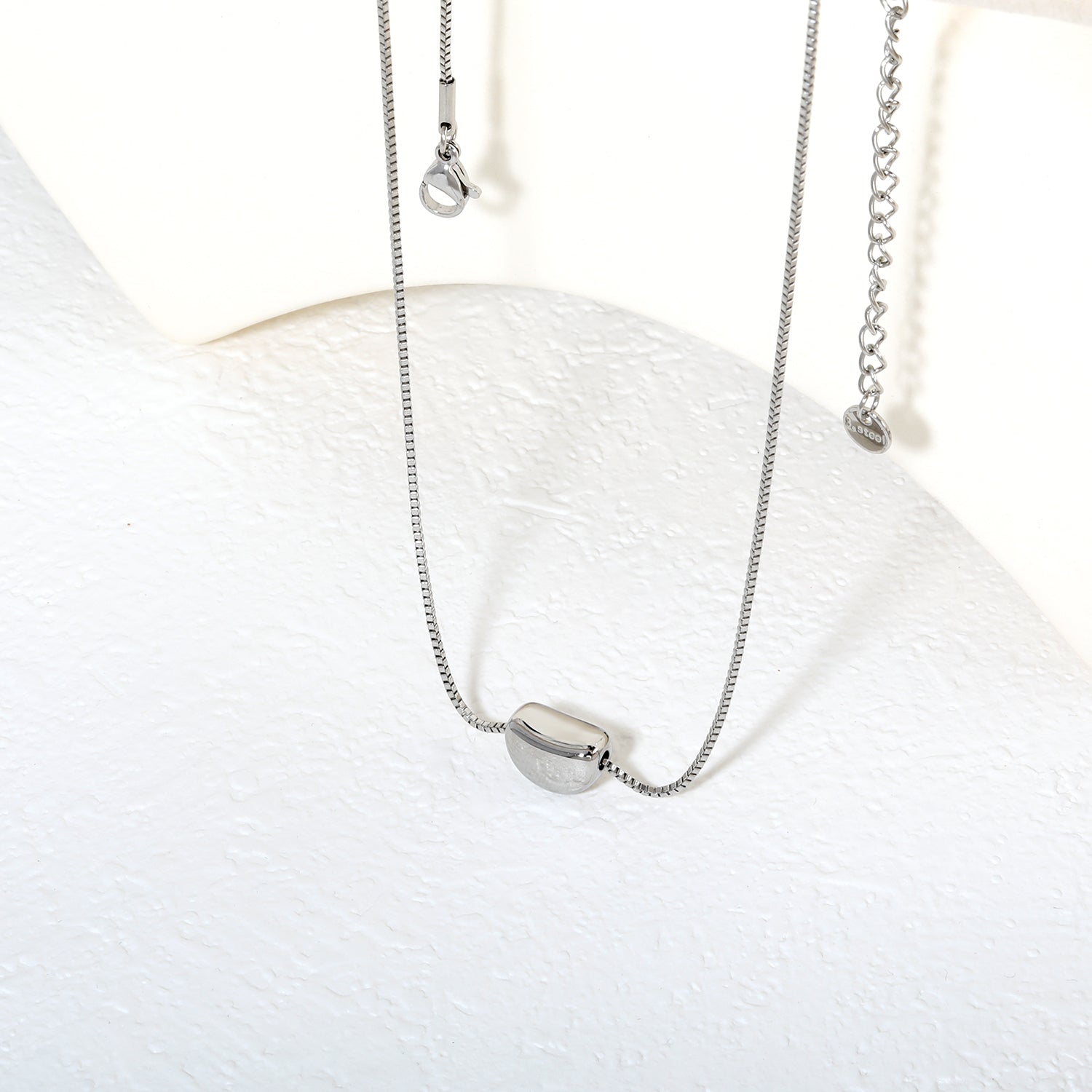 Silver Bean Pendant Necklace - Aevum.accessorieshypoallergenicjewelry