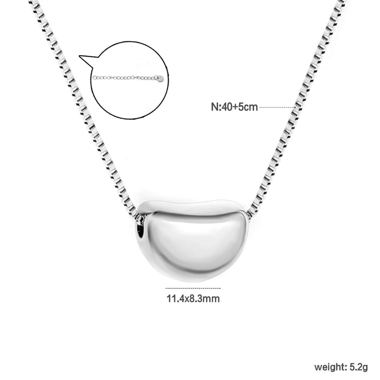 Silver Bean Pendant Necklace - Aevum.accessorieshypoallergenicjewelry