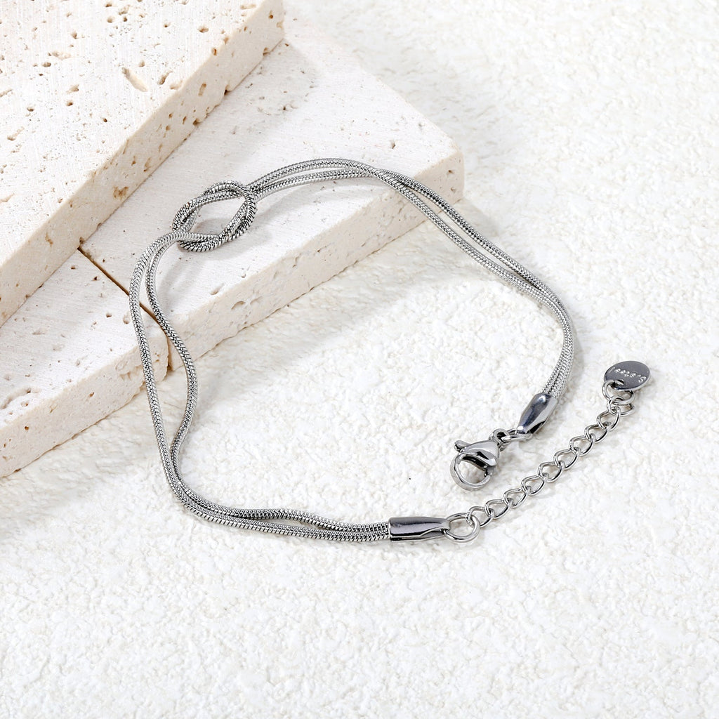 Silver Knotted Loop Bracelet - Aevum.accessorieshypoallergenicjewelry