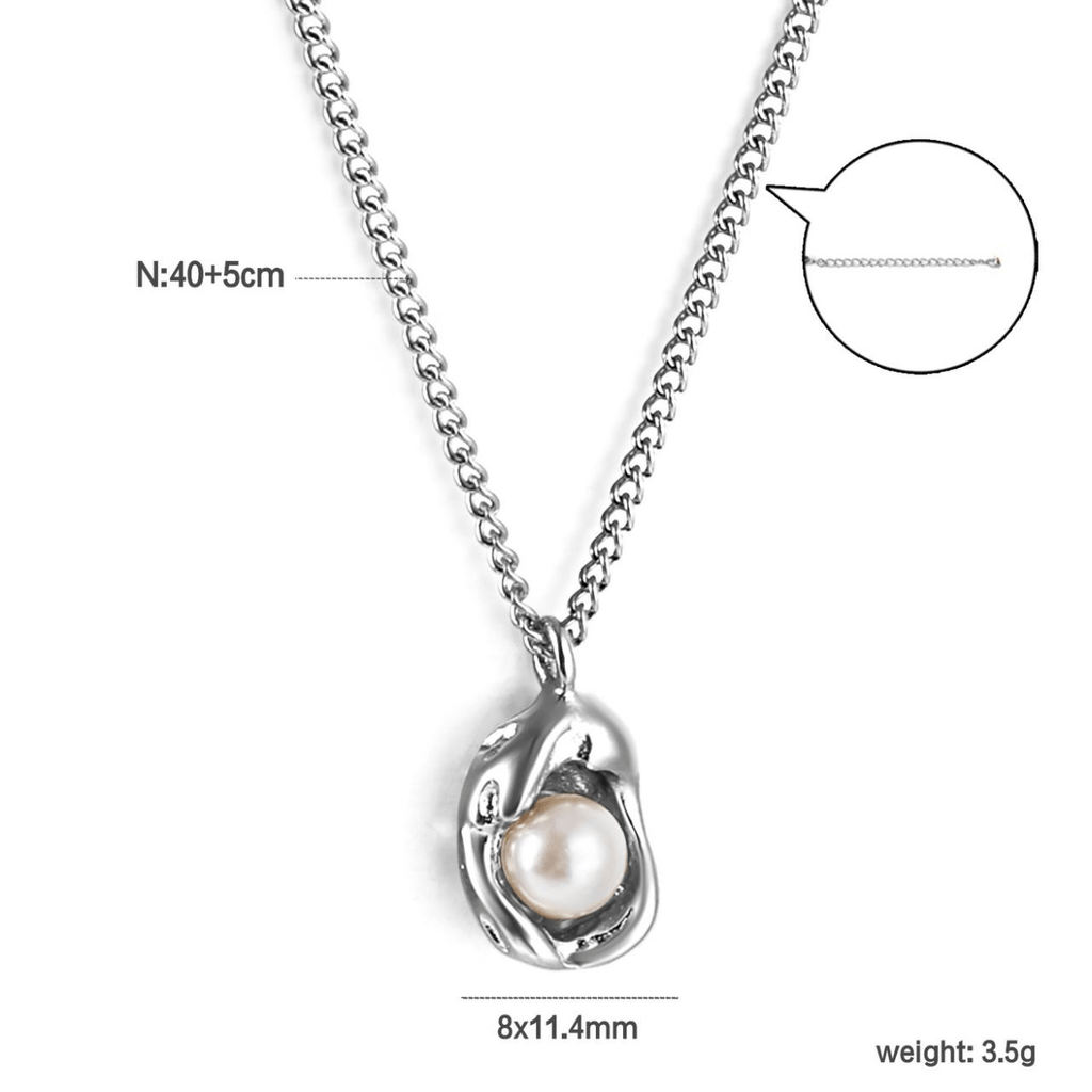 Silver Pearl Drop Necklace - Aevum.accessorieshypoallergenicjewelry