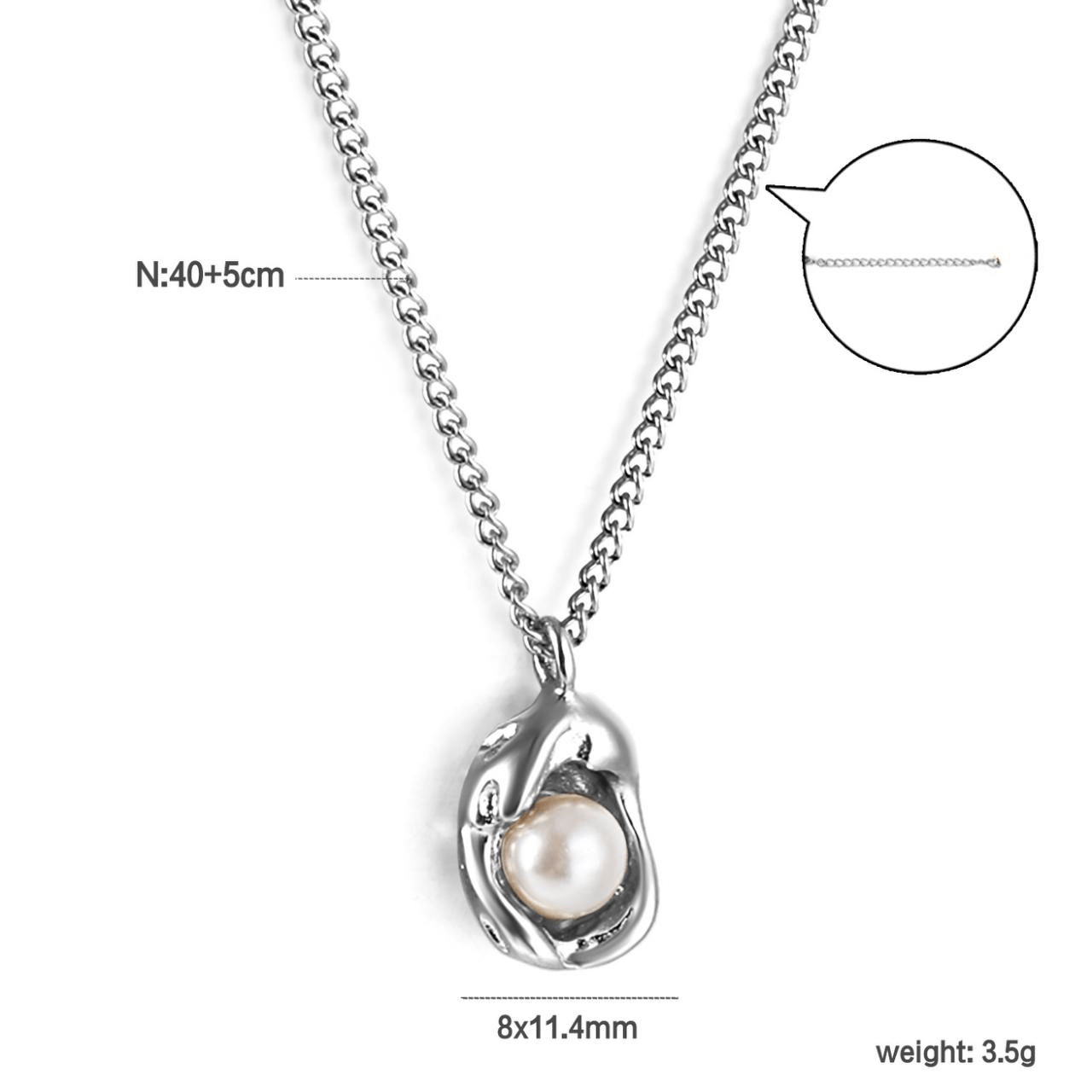 Silver Pearl Drop Necklace - Aevum.accessorieshypoallergenicjewelry