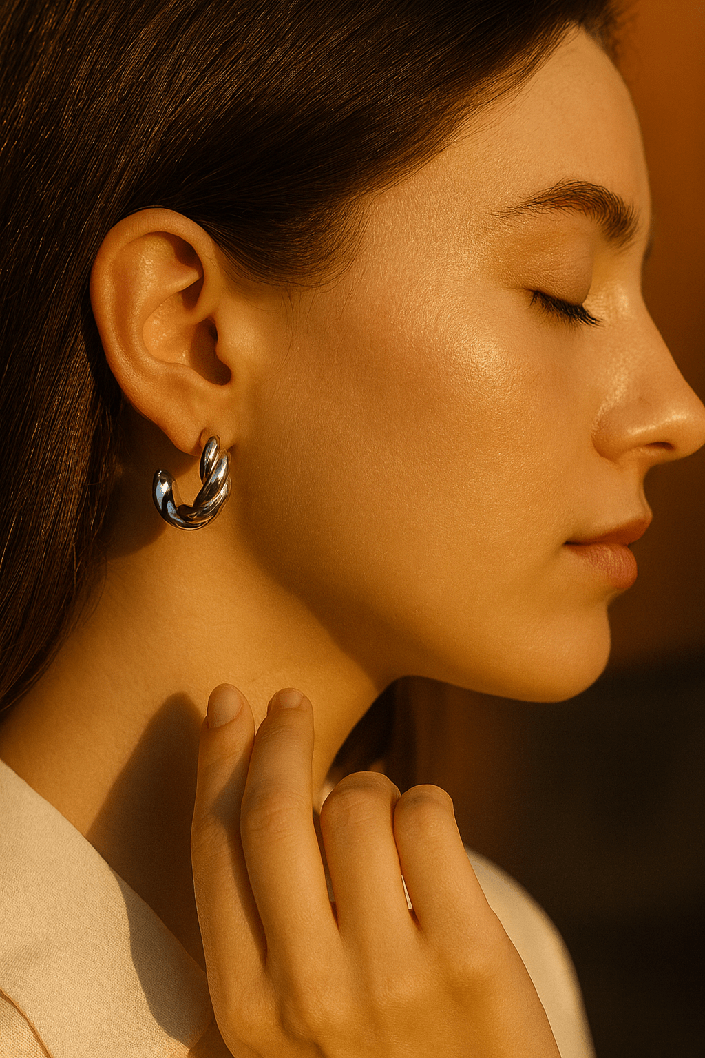 Silver Twisted Hoop Earrings - Aevum.accessorieshypoallergenicjewelry